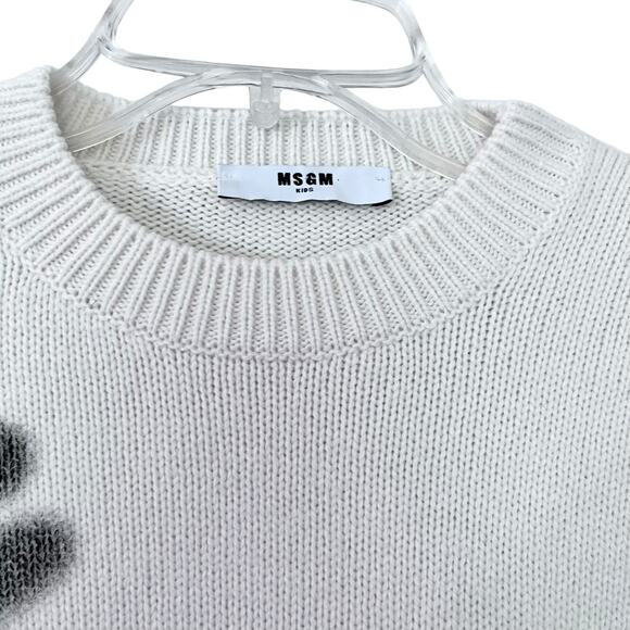MSGM Kids unisex distressed-hem logo-print designer sweater size 14 - Picture 4 of 7